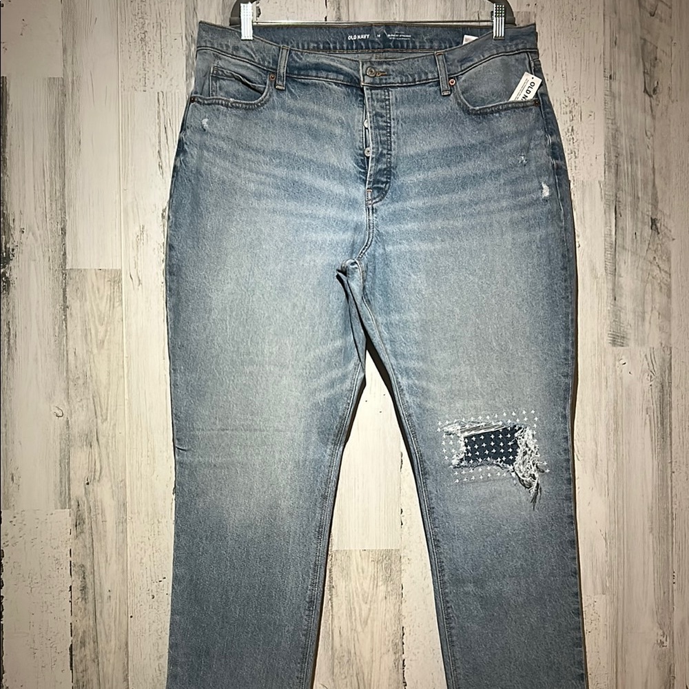 Women's Blue Jeans with Patch Detail